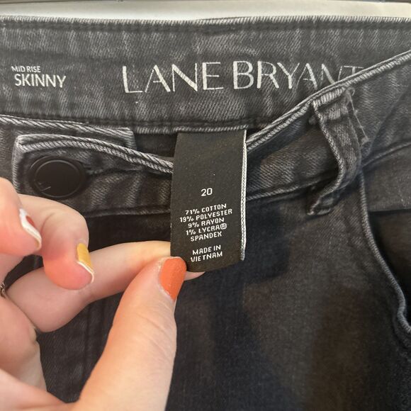 Lane Bryant Skinny Ankle Jeans Size 20 Black Mid-Rise -Stretch Distressed Y2K - Picture 8 of 12